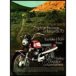 1970 Harley Davidson Rapido 125 Motorcycle Vintage Print Ad Desert Nature Photo